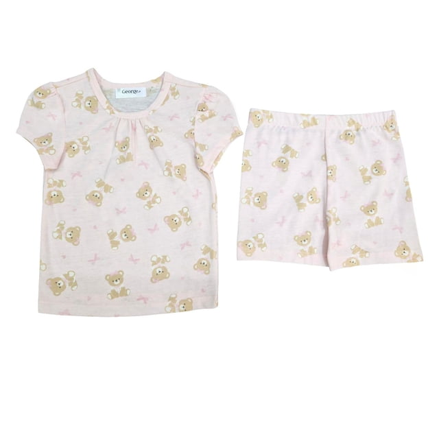 Pijama George para Beba Set Playera Manga Corta con Short Rosa Talla 1 Año