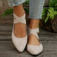 thumbnail image 4 of Women's Comfortable Fashion Ballet Flats Shoes with Elastic Ankle Straps Lightweight Knit Slip On Loafers Beige Size 8.5, 4 of 7