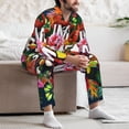 thumbnail image 7 of Fotbe Summer Birds and Flowers Pattern Long Sleeve Pajama Set for Men,Sleepwear Set,2-piece Loungewear Set,Soft PJs Comfy Nightwear with Pockets-Small, 7 of 7