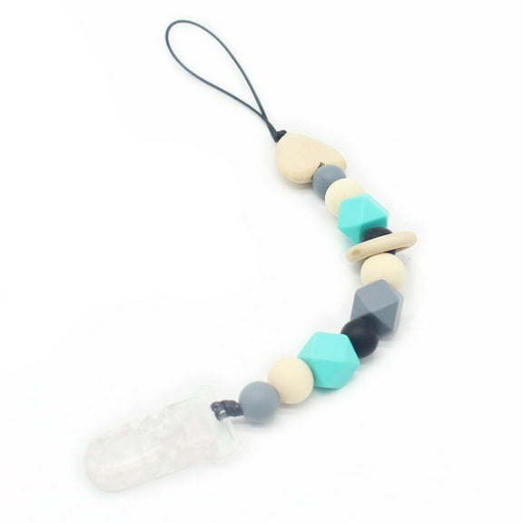 Magik Baby Pacifier Clip Chain Binky Holder Teething Beads Wooden Silicone