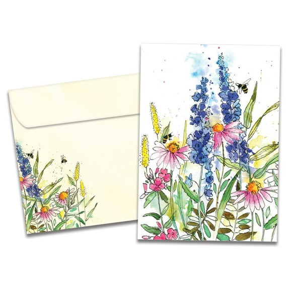 Tree-Free Greetings All Occasion Greeting Card, 5 x 7, Wildflower Bees (GO69825)