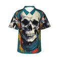 thumbnail image 1 of Fotbe Modern Hip-Hop Skull Camisa Hawaiana para Hombre Unisex – Camisa Casual de Verano con Botones de Manga Corta de Algodón y Lino,Small, 1 of 7