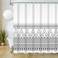 thumbnail image 2 of Black and White Shower Curtain, Boho Minimalist Black Striped Shower Curtain for Bathroom Modern Farmhouse Geometric Shower Curtain with Hooks, 84x84 Inch, 2 of 6