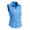 thumbnail image 7 of Womens Sleeveless Button Down Shirts Summer Casual Collared V Neck Blouse Loose Fit Work Tops Work Blouses For Women, 7 of 7