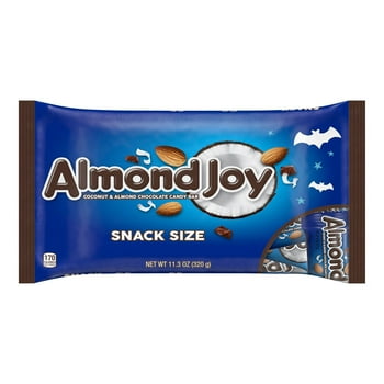 ALMOND JOY, Halloween Candy, Snack Size Coconut and Almond Chocolate Bars, 11.3 oz, Bag