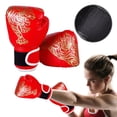 thumbnail image 3 of Muay Thai Competition Gloves PU Leather Sponge Professional MMA Kickboxing Boxing Gloves Breathable Comfortable Fighting Taekwondo Mitts for Training Sandbag  (Red Adult), 3 of 7