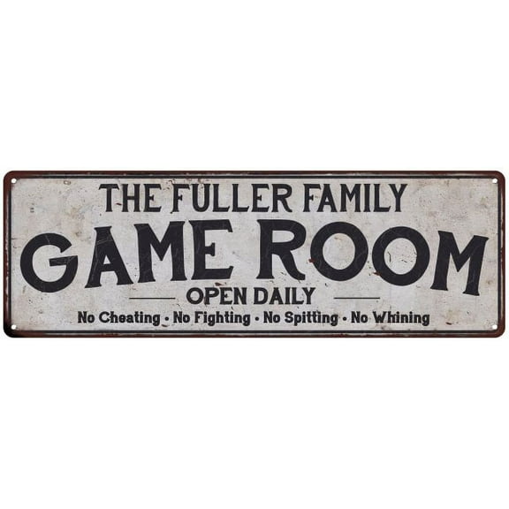THE FULLER FAMILY Gift Game Room Country Metal 6x18 Sign 206180042442
