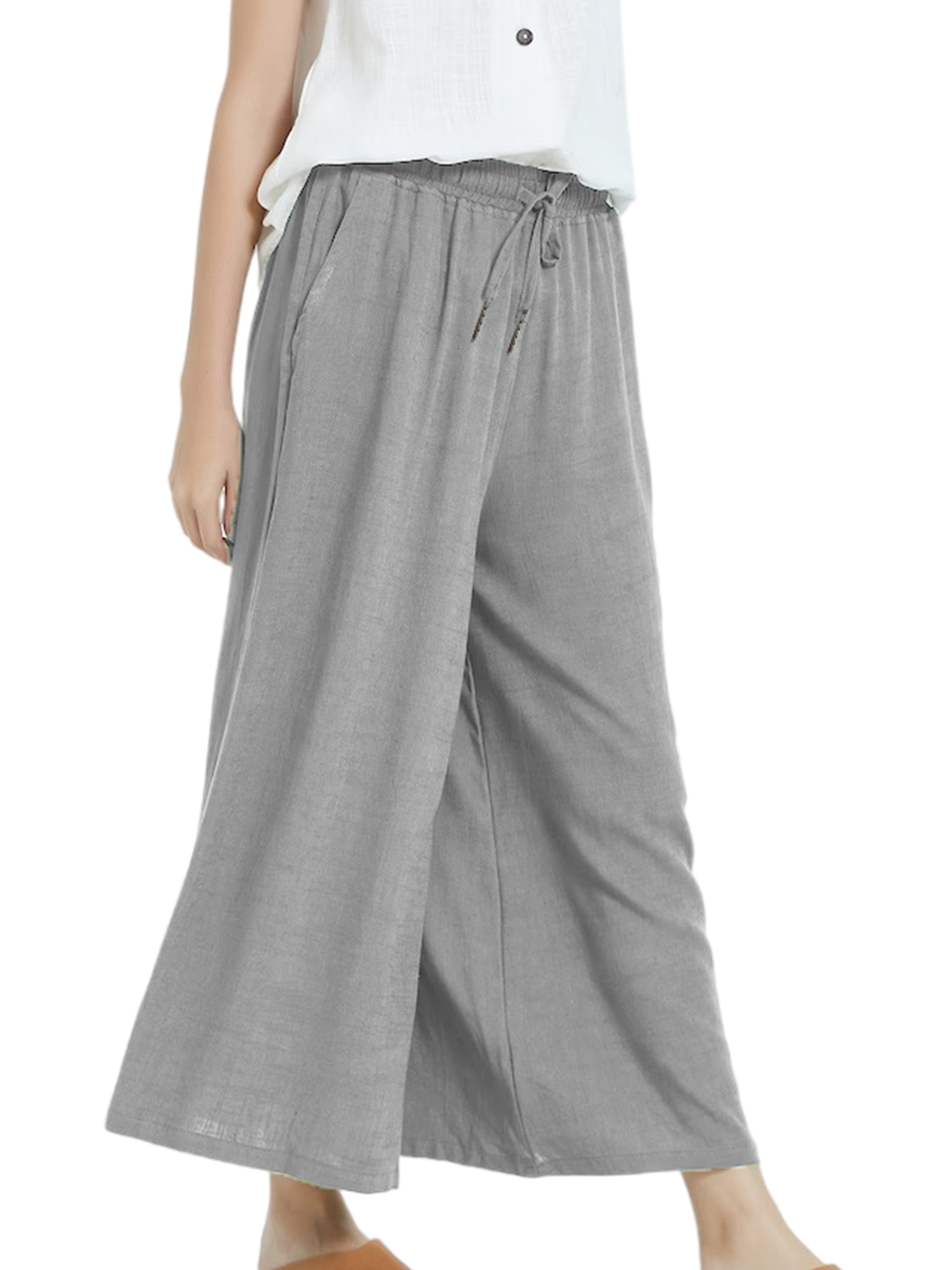 Fashion Casual Woman Pants Women Wide Leg Pants High Waisted Cotton Palazzo  Pants Work Long Trousers With Pockets - Walmart.com