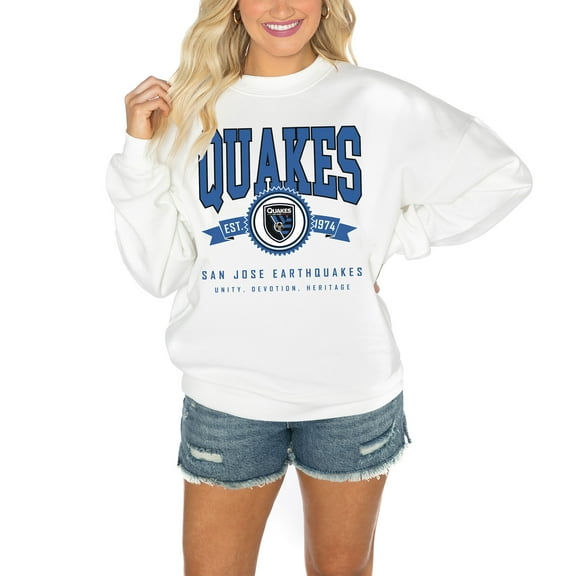 Women's Gameday Couture  White San Jose Earthquakes Crewneck Drop Shoulder Sweatshirt