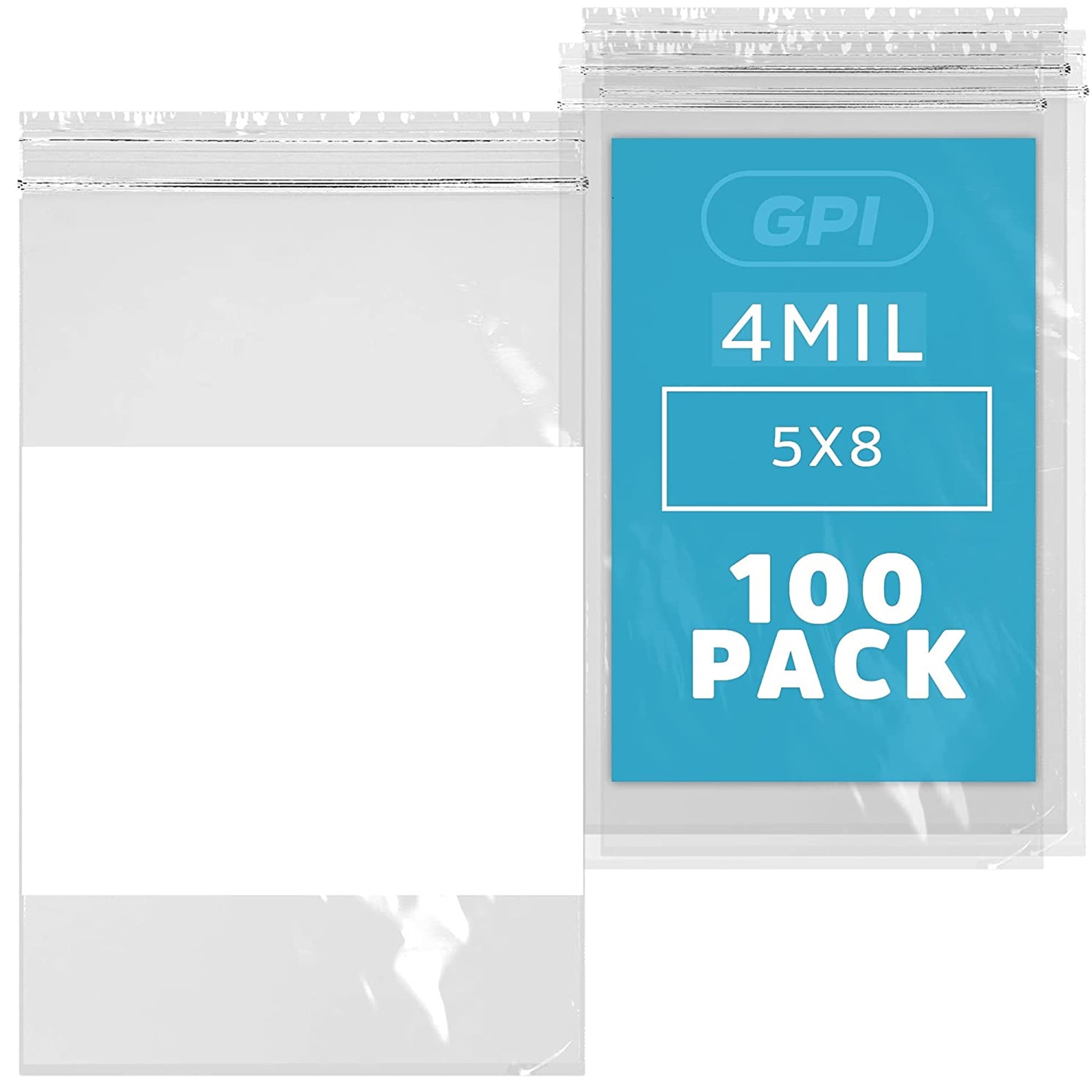 GPI 5” x 8” Heavy Duty Ziplock Bag 4 Mil Clear Resealable Bags with