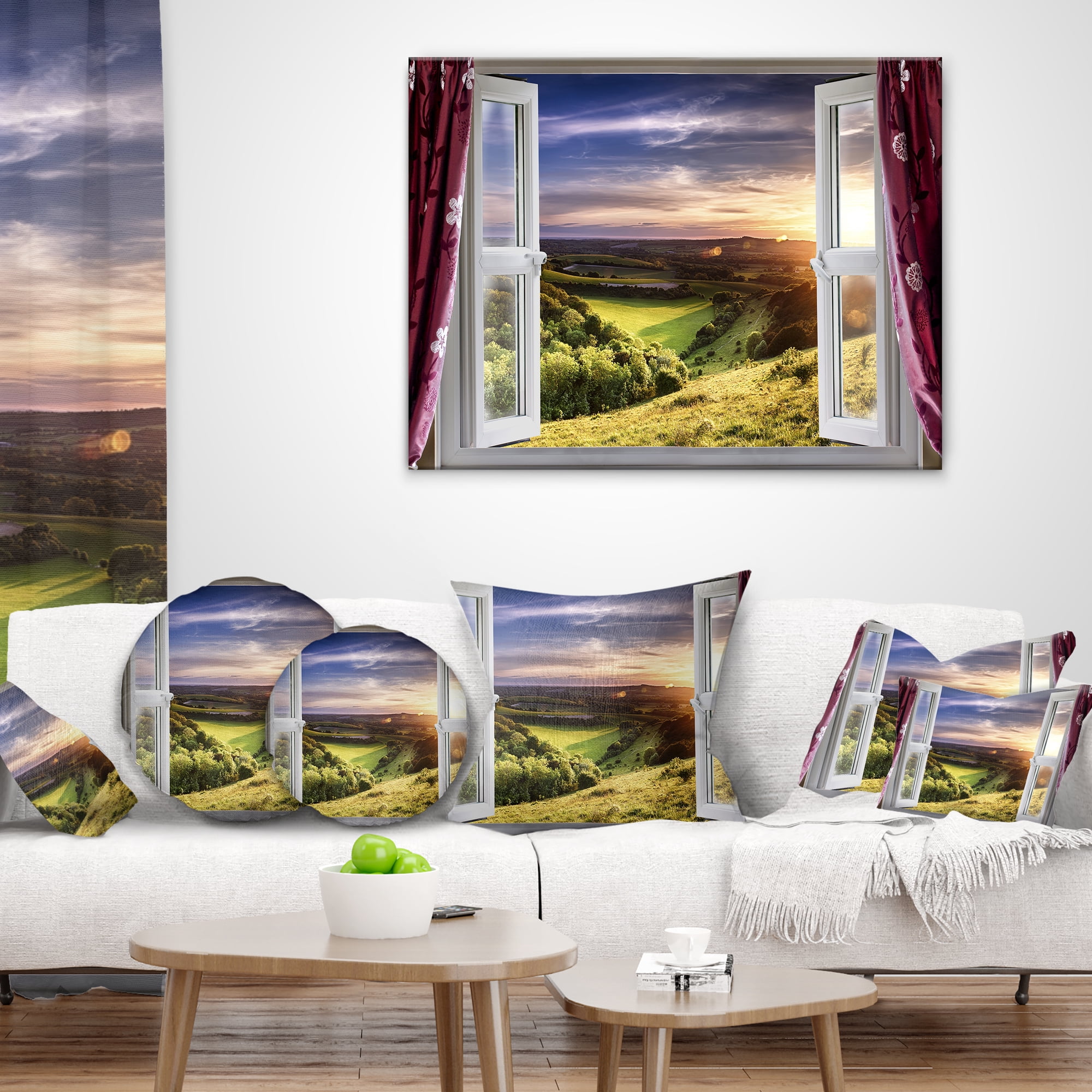 Designart Window View - Landscape Printed Throw Pillow - 12x20