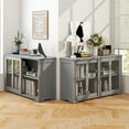 thumbnail image 2 of Costway 2-Door Stackable Buffet Sideboard Set of 2 with Sliding Tempered Glass Doors Grey, 2 of 8