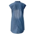 thumbnail image 5 of HJYCHN Stylish Women Sleeveless Turndown Collar Casual Party Swing Denim Dress for Everyday Wear Navy L, 5 of 5