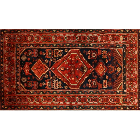 Ahgly Company Machine Washable Indoor Rectangle Traditional Tomato Red Area Rugs, 4' x 6'