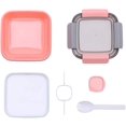 thumbnail image 2 of Ensaladera de 1,1 litros con recipientes para aderezos y cubiertos separados, ensaladera a prueba de fugas con 2 compartimentos para aderezos de ensalada y aperitivos, ensaladera de plástico rosa, 2 of 5