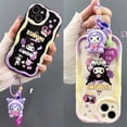 thumbnail image 2 of Funda Del Teléfono Para Samsung Galaxy A24 A54 A33 A34 5G A30 A20 A31 A32 A50 A50S A30S A51 A52 A53 A71 A72 Carcasa Llavero Kuromi 3D Ondulado Borde Curvo Suave Claro TPU Moda, 2 of 4