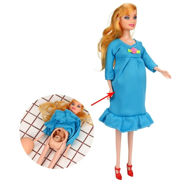 Nomeni Blue Dress Real Pregnant Doll Suit Doll Have A Baby In Her Tummy
