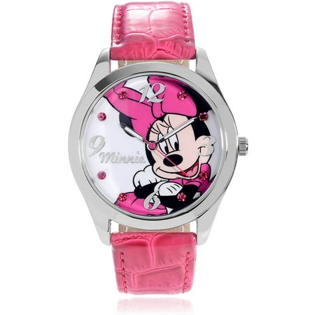 Disney Women's Leather Strap Minnie Mous