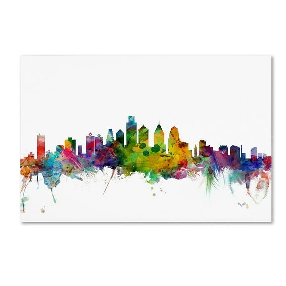 Trademark Fine Art Michael Tompsett Philadelphia Pennsylvania Skyline Canvas Wall Art - 12x19
