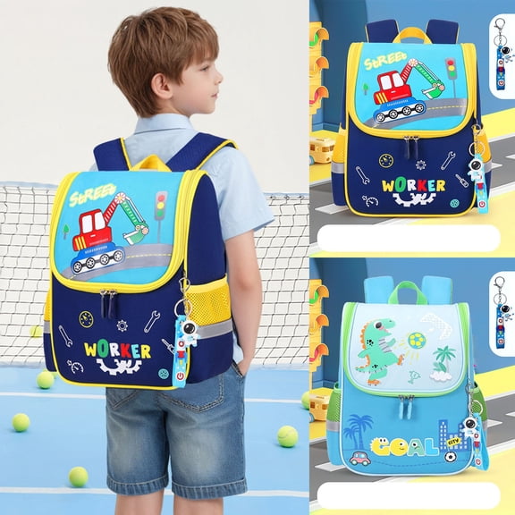jiaxiM School Backpacks Water Resistant Dinosaur Excavator Cartoon School Bag for Ages 3rd 4th 5th 6th, Daycare, Park, Travel, Playground