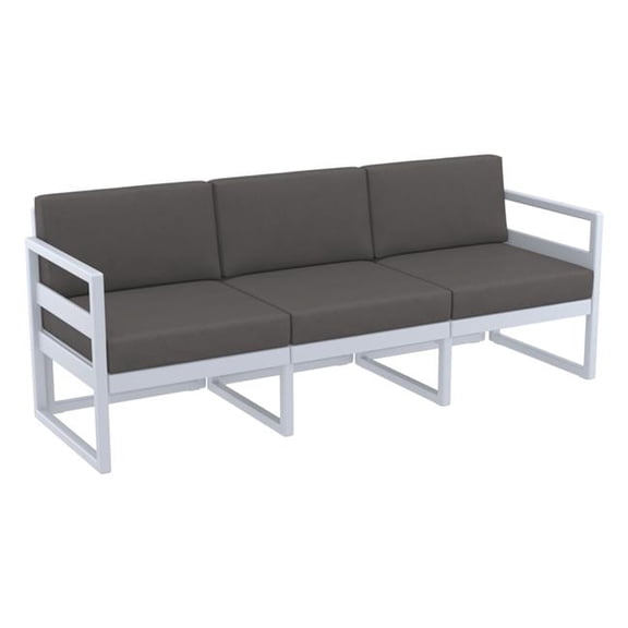 Compamia Mykonos Patio Sofa in Silver finish with Charcoal Cushions