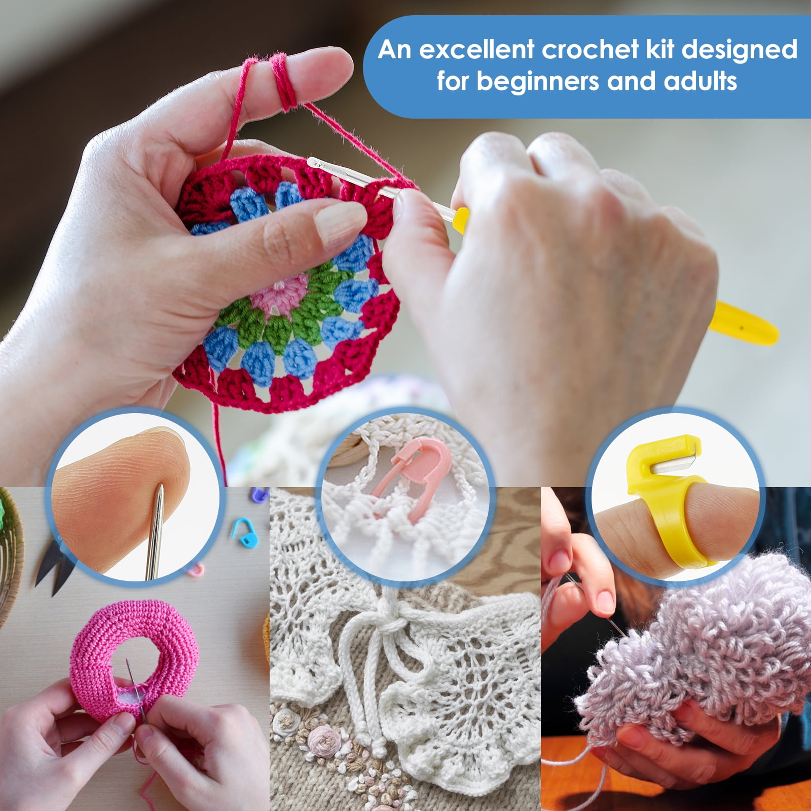 38 Pack Crochet Hooks Set, 13 Pcs 2mm(B)-10mm(N) Ergonomic Soft Grip Crochet Handles, Crochet Needle with Storage Case, for Arthritic Hands, Extra