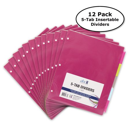 Docit 5 Tab Insertable Dividers For 3 Ring Binders 12 Pack 5