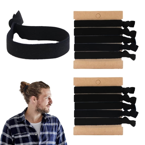 Papapt Knotted Wide Men Hair Ties for Men Buns Curly Thick Dense Hair- 10Pcs Guys Scrunchy Hair Ties Elastic Hair Ties Hair Elastics Bands Ponytail Holders Hair Accessories for Men Women Favors Gifts