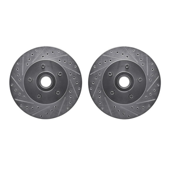 Dynamic Friction Company Front Brake Rotors-Drilled and Slotted-Silver 7002-54145