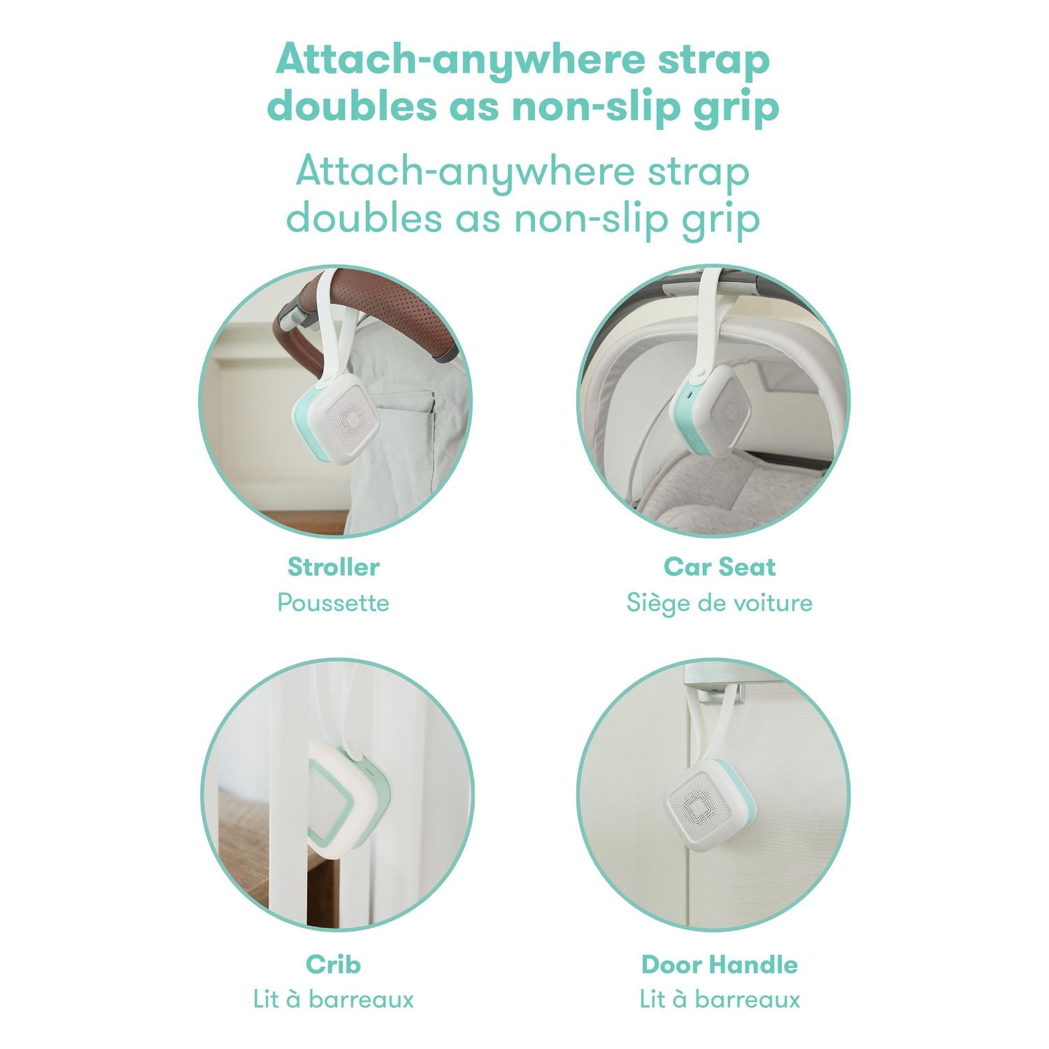 Frida Baby - 2 in 1 Portable Sound Machine and Night Light with Strap, White Noise Machine with Soothing Sounds for Stroller or Car Seat with Volume Control, Battery Powered