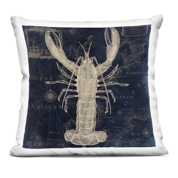 Stupell Industries Lobster Contour over Map Decorative Printed Throw Pillow, design by Sasha