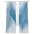 thumbnail image 7 of Abstract Ombre Sheer Curtains 108 inches Long 2 Panels Set Light Blue Marble Texture with Golden Line Tiers Sheers Rod Pocket Small Window Short Curtains for Kitchen Cafe, Each 52" W x 108" L, 7 of 7