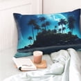 thumbnail image 4 of Goofa Hawaiian Beach Pirate Moon Print Plush Throw Pillow Case, Soft Velvet with Hidden Zipper, Decorative Cushion Cover for Sofa, Bed, Car, and Home Décor-16"x24", 4 of 6