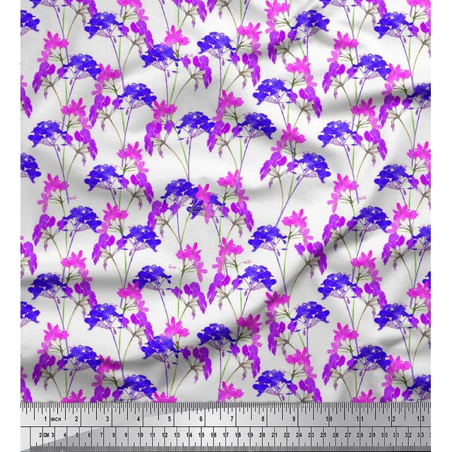 Soimoi Polyester Crepe Fabric Flower Watercolor Print Fabric by The Yard 52 Inch Wide