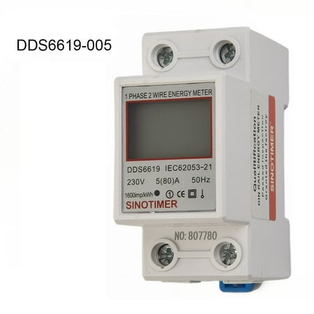 

DDS6619 5-80A 230V LCD Digital Single Phase Energy Watt KWh Meter DIN Rail Mount