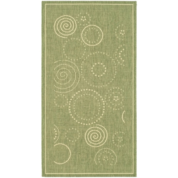 SAFAVIEH Courtyard Hugo Oriental Indoor/Outdoor Area Rug, Olive/Natural, 2'7" x 5'