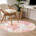 thumbnail image 4 of Red Orange Grey Coral Coastal Round Area Rug 3.3 FT,Non Slip Small Entryway Kitchen Mat,Summer Beach Seaside Nautical Washable Soft Circular Rug Non-Shedding Door Mat for Bathroom Playroom Kids Room, 4 of 9
