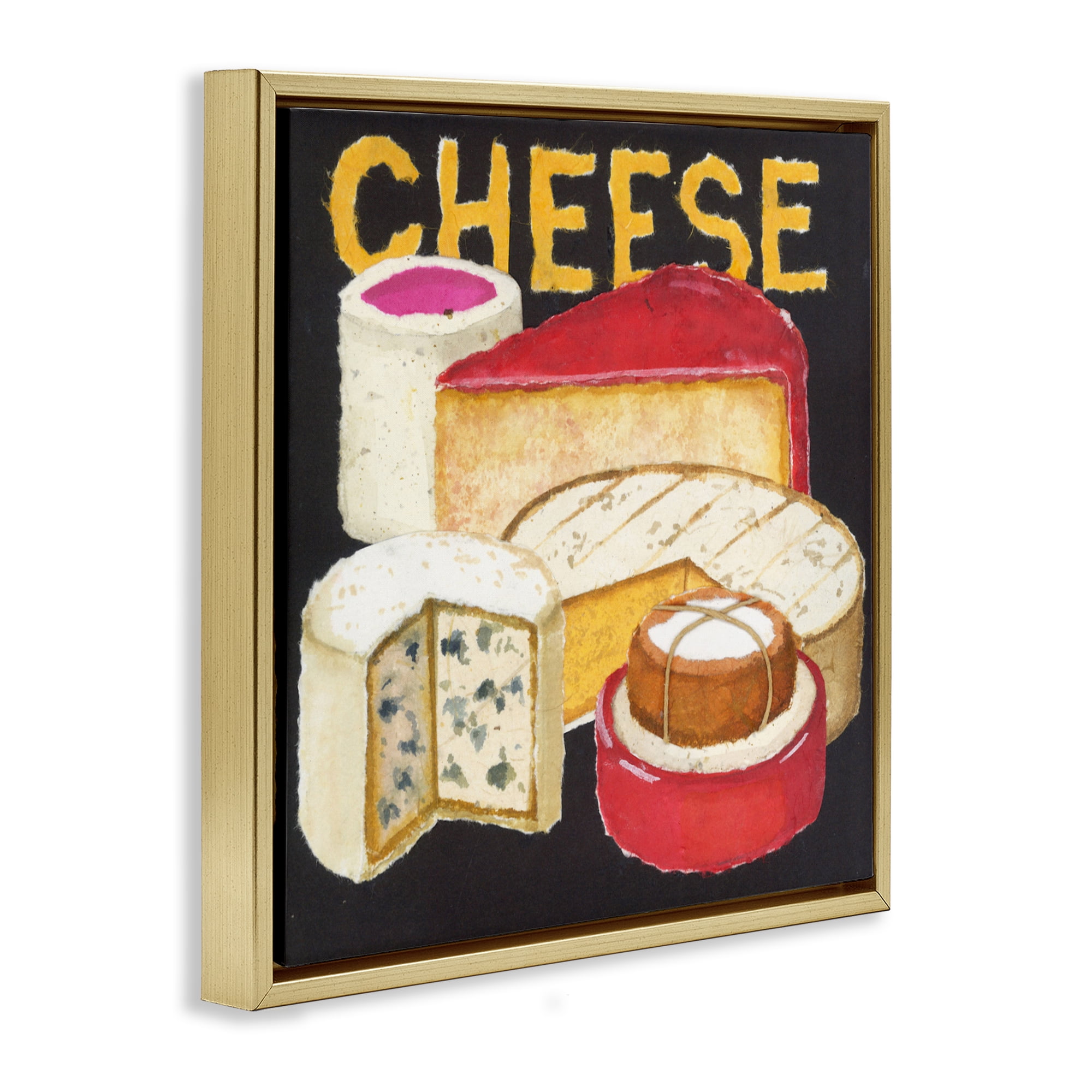 Stupell Industries Assorted Cheese Wheels Gold Framed Floater Canvas Wall Art, design by Nancy Overton
