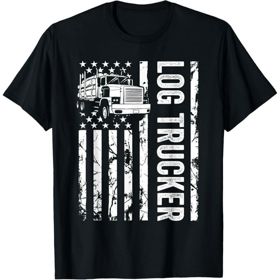 Playful Comfort Tee - Log Trucker USA Flag Funny Logger Logging Birthday Men T-Shirt