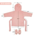thumbnail image 4 of Baby Robe - Soft Plush Bath Towel Robe Spa Set - Baby Bathrobe Towel & Slippers for Boys + Turban for Girls Robe Set (Pink, 0-9 Months), 4 of 6