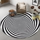 thumbnail image 1 of Alfombra redonda con visión estereoscópica en blanco y negro para sala de estar, dormitorio, mesa de café, alfombra para piso, trampa de ilusión 3D, 1 of 4