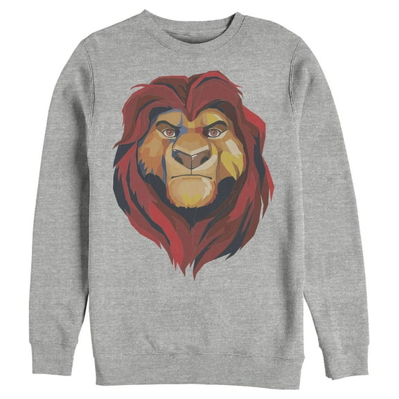 Men's Lion King Geometric Mufasa Portrait Sweatshirt Athletic Heather Large
