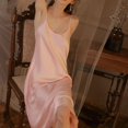 thumbnail image 4 of Defitshape Women's Chemise Nightgown Summer Night Gown Sexy Cami Sleep Dress Silky Soft Cool Sleeveless Silk Sleepwear Pink Small, 4 of 4