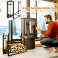 thumbnail image 2 of 36” Firewood Rack, Indoor Firewood Storage Stand with Kindling Holder & 4 Fireplace Tools Set, Poker Tongs Broom Shovel, Wood Racks for Outdoor Firewood Fireplace Log Holder, 2 of 9