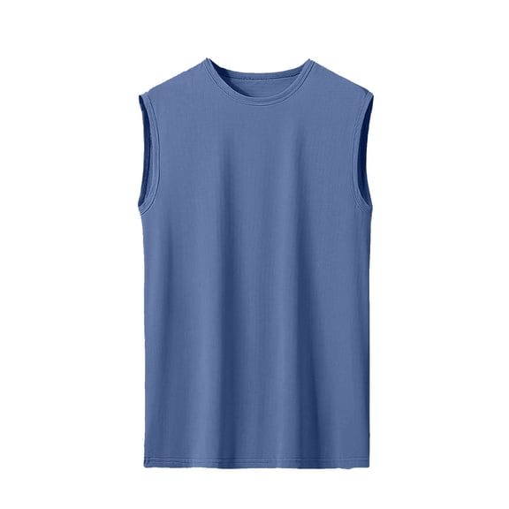 LEKWK Mens Muscle Tank Top Cooling Sleeveless Crewneck Soft Stretch Shirts Lightweight Relaxed Fit Gym Workout Tops Training Layering Summer Casual Shirts Tees Blue M