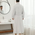 thumbnail image 4 of Homgro Men's Plush Bathrobe Soft Button Up Long Housecoat Fuzzy Fleece Fluffy Winter Full Length Loungewear Warm Shawl Collar Loose Long Sleeve Duster Robe with Pocket Grey Medium, 4 of 4