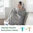 thumbnail image 3 of Cozy Comfort Oversized Wearable Giant Pocket Blanket Hoodie for Men Indoors and Outdoors, Sherpa Fleece Hooded Blanket for Adult, Grey, 3 of 6