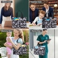 thumbnail image 6 of Floral Canvas Tote Bag for Women with Compartments, Large Cute Flower Teacher Student Shoulder Bag Nurse Purses Crossbody Bags Work Laptop Book Bag Satchels Handbags, 6 of 6
