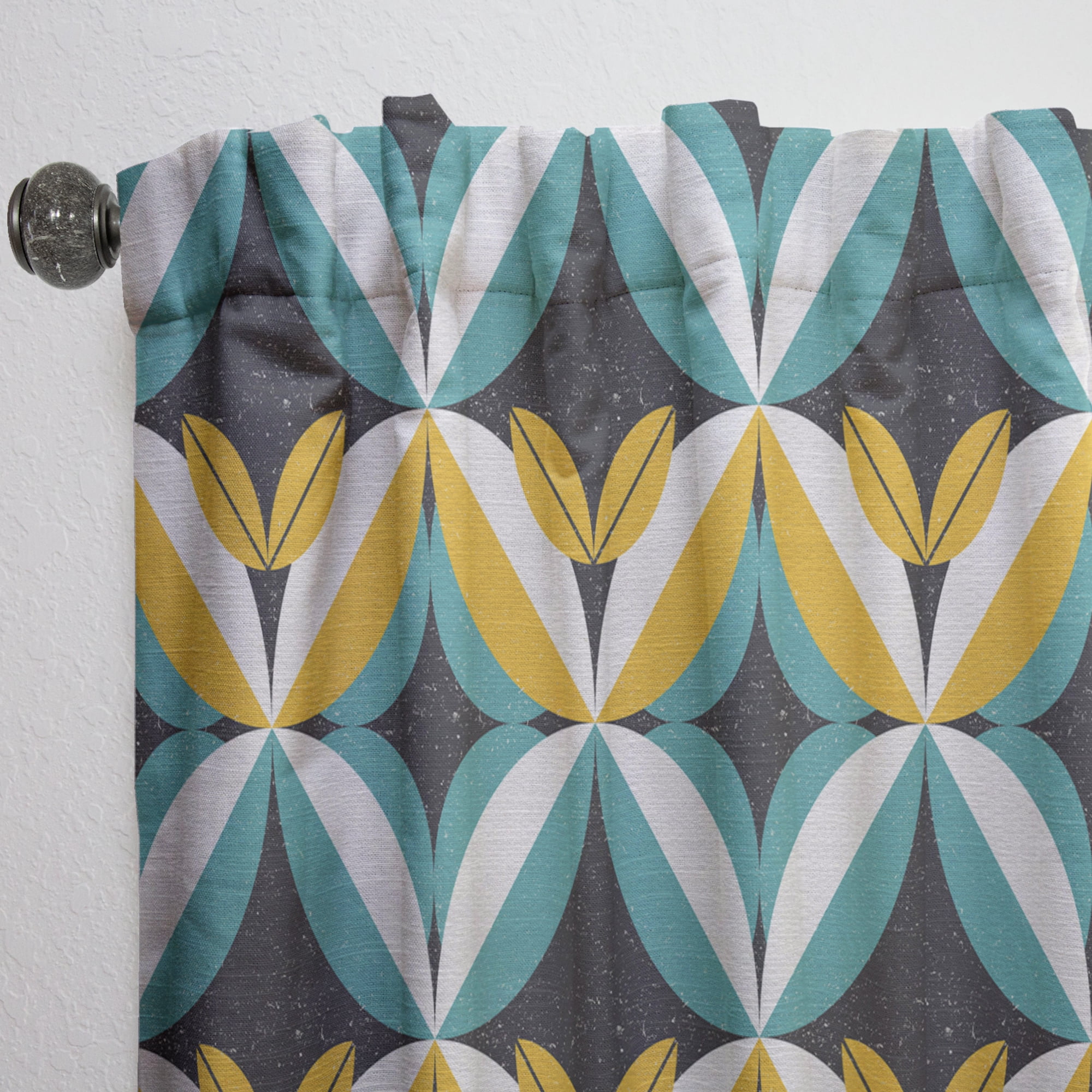 Designart 'Abstract Retro Design VII' Mid-Century Modern Curtain Panel