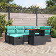 thumbnail image 1 of vidaXL 7 Piece Garden Sofa Set with Cushions Black Poly Rattan, 1 of 4